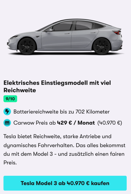 Car Card Tesla Model 3