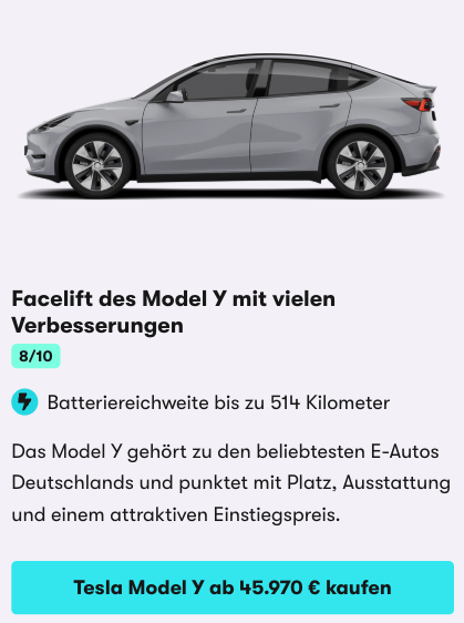 Car Card Tesla Model Y