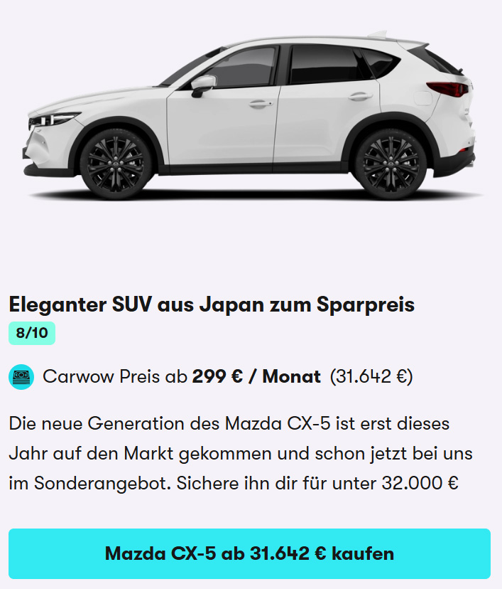 Mazda CX-5 Deal Dezember 2025 Car Card